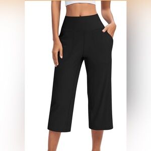 Black Cropped/ Capris Wide-Leg Pants for Women Size SM from Tuff Athletics